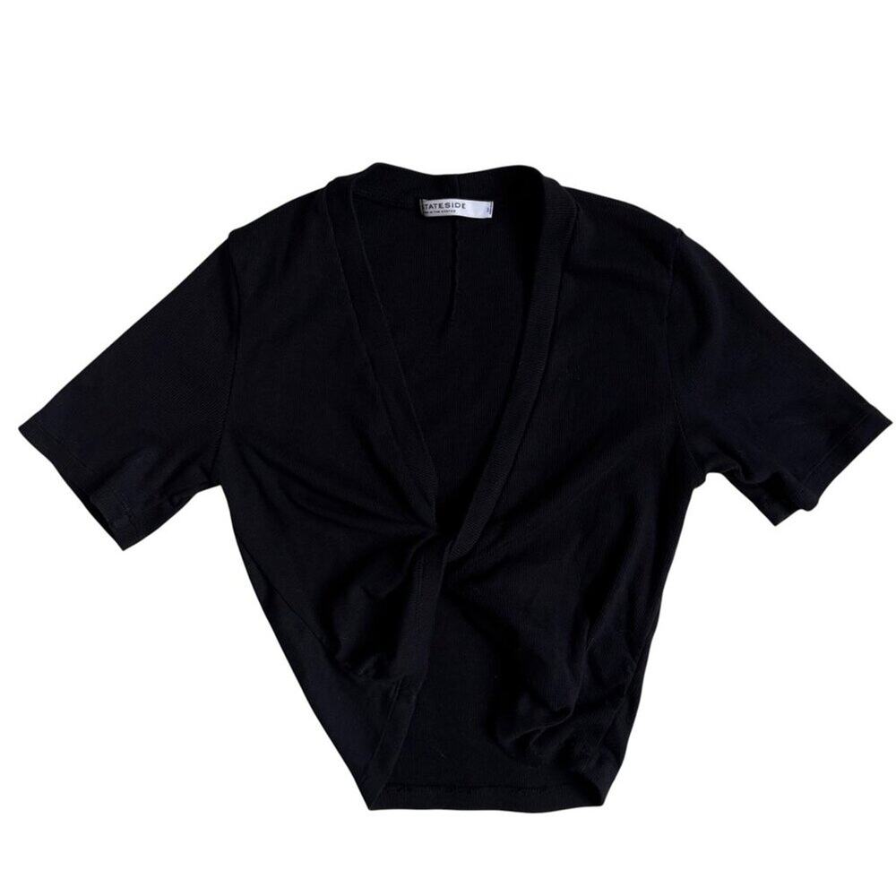 Stateside Rib Twist Short Sleeve Top (Black) - Small